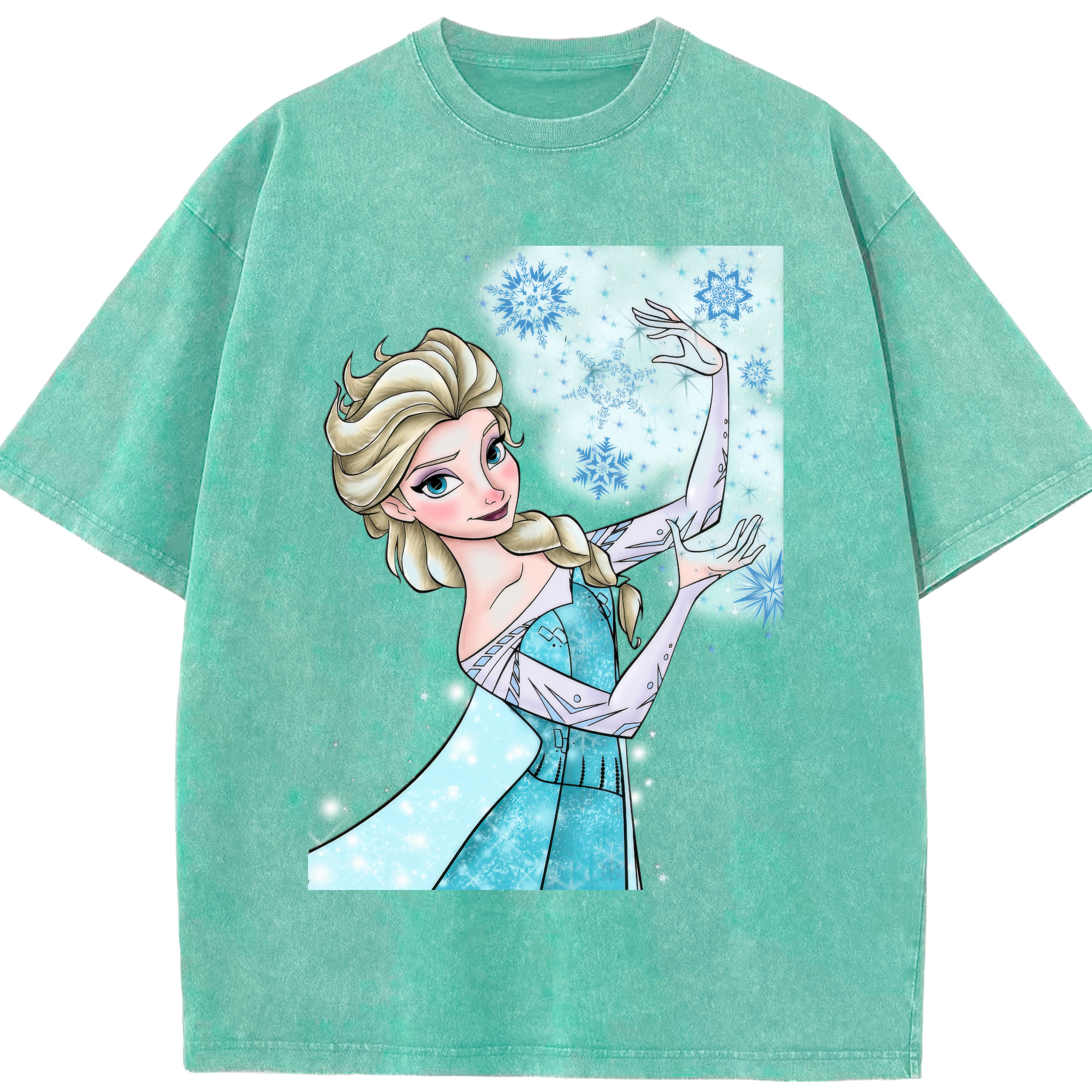 （画像用） アナと雪の女王 アンナ エルサ Frozen Anna Elsa 綿100% ヴィンテージ風 半袖Tシャツ（フロントプリント）